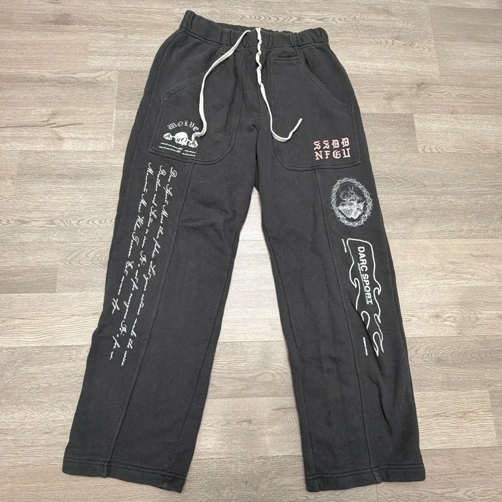 Darc Sport She Wolves Sweatpants Gray & Pink Limited 394/1000 Graphic Wide Leg S